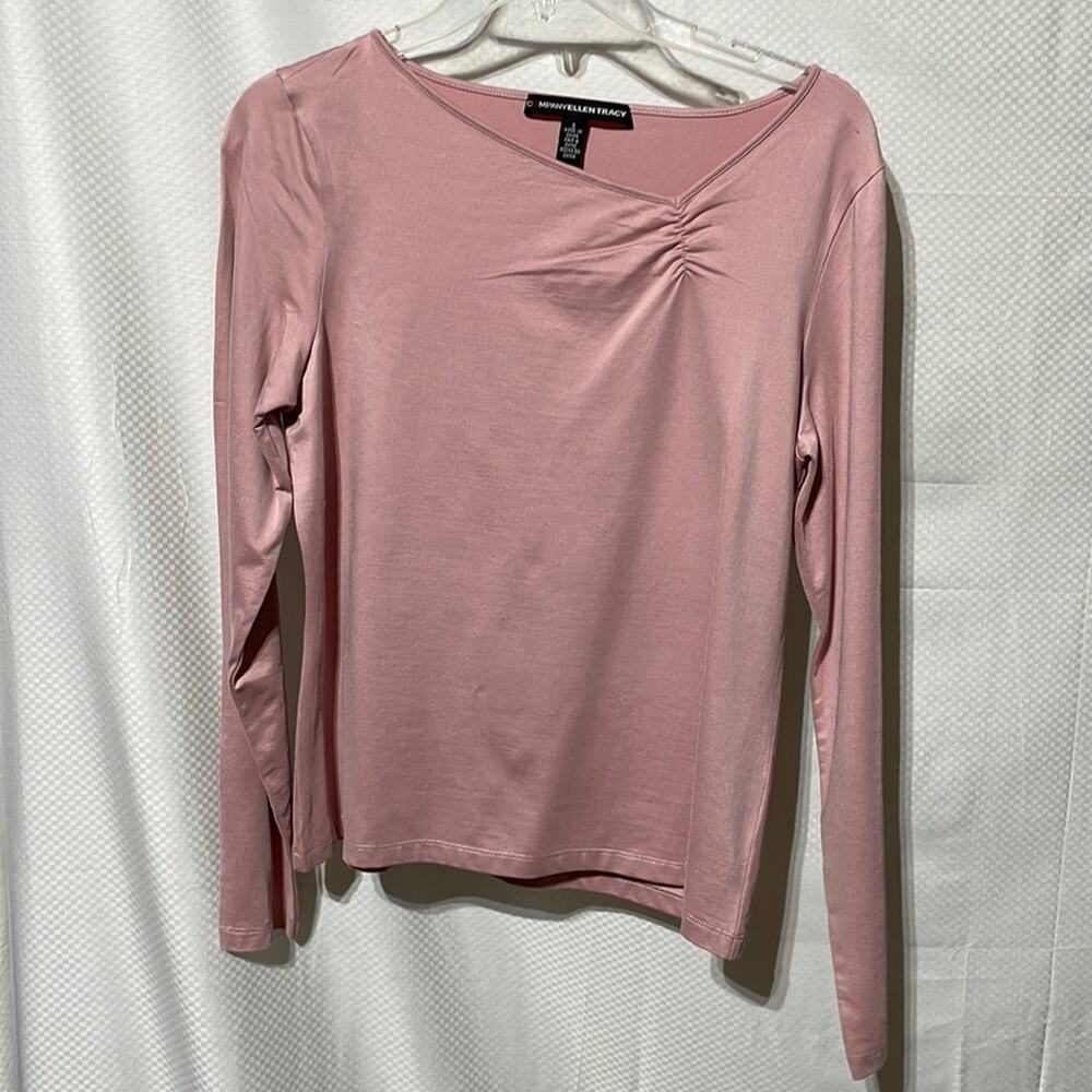 Ellen Tracy S dusty rose long sleeve silk knit long sleeve knit top euc